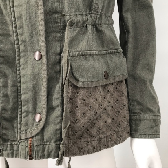 Eyelet Lace Accent Comfy Utility Jacket - Picture 12 of 16